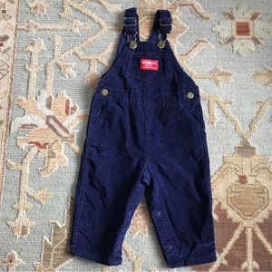 Vintage OshKosh B’gosh Sz 12 M Navy Blue Corduroy Vestbak Overalls Made in USA